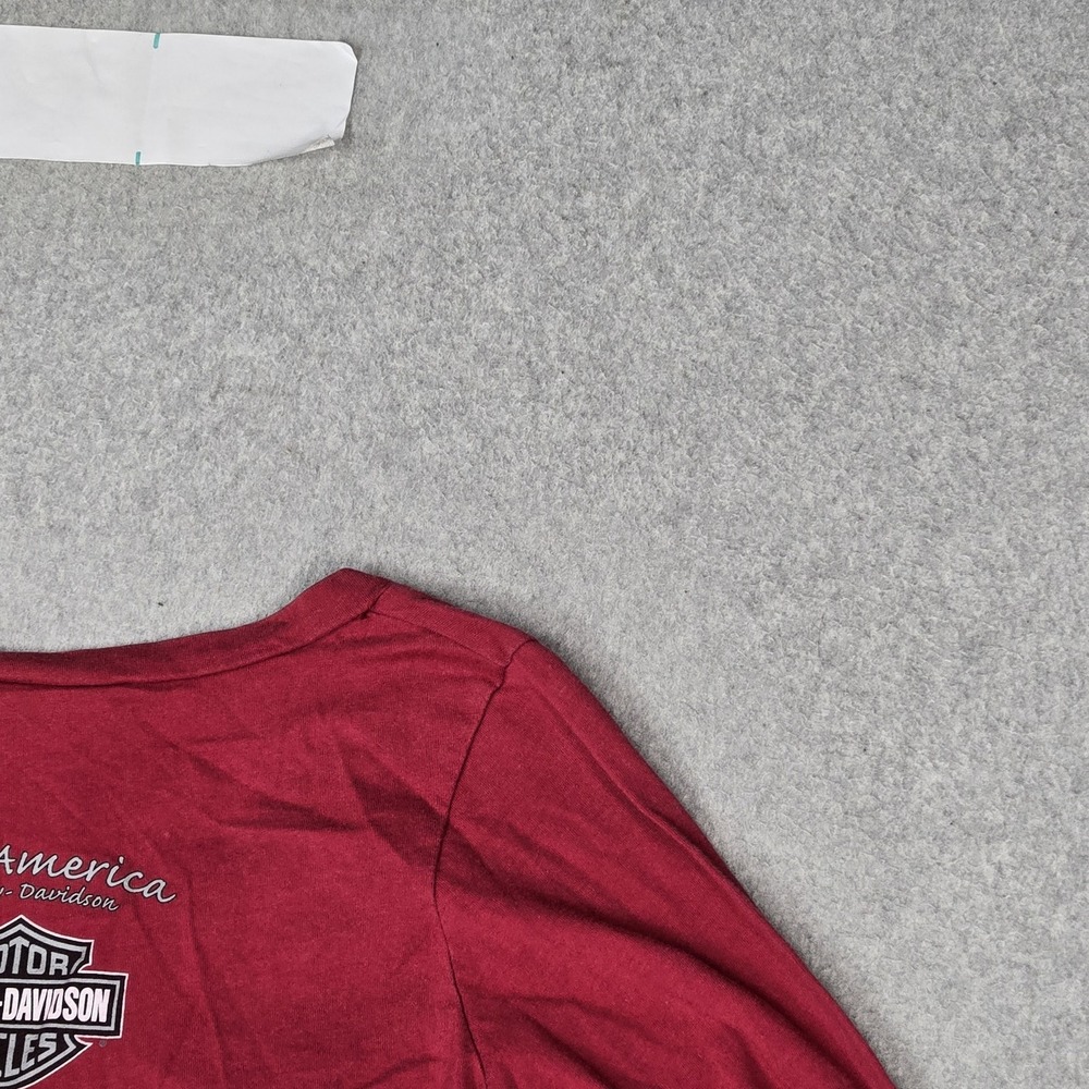 VINTAGE Harley-Davidson Women Shirt M Red Columbia OH Pullover Long Sleeve - Picture 10 of 12
